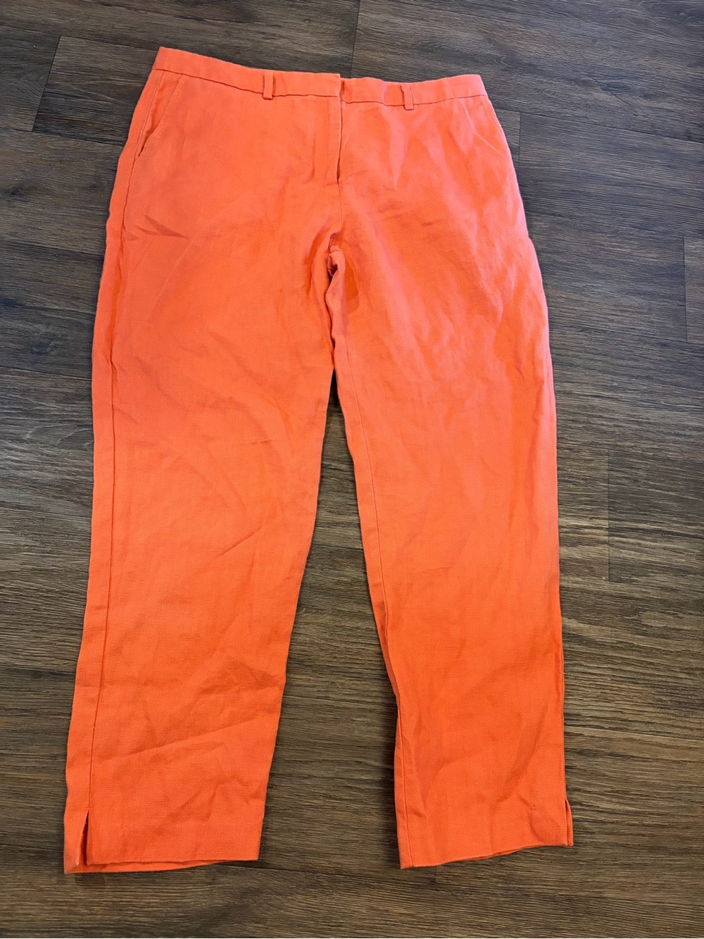 Women’s Comptoir Des Cotonniers 100% Linen Fall Orange Cropped Trousers Size M - Picture 2 of 9